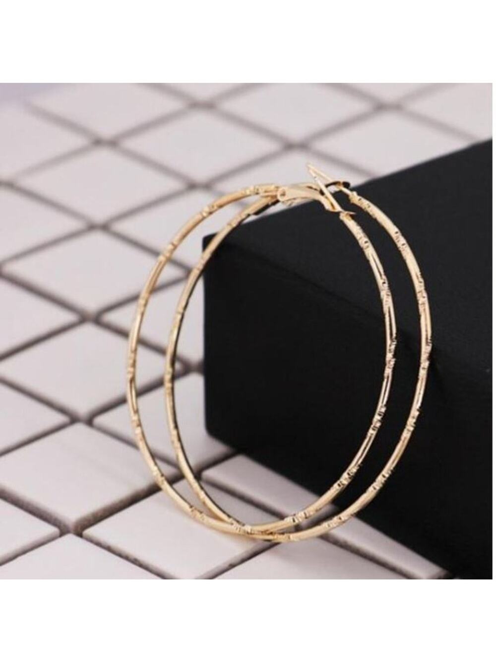 Large Etched Hoop Earrings